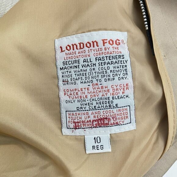 Vtg London Fog Women Trench Coat Faux Fur Lined Khaki Tan Size 10 - Picture 11 of 14
